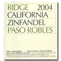 2004 Ridge Dusi Ranch Zinfandel Paso Robles 750ML