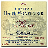 2002 Haut Monplaisir Cahors Cuvee Prestige 750ML
