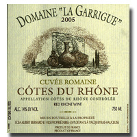 Domaine De La Garrigue Cotes Du Rhone Cuvee Romaine 2005 from Labels at Wine Library
