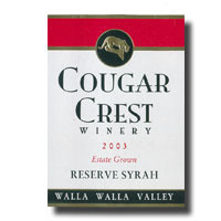 2003 Cougar Crest Syrah Reserve 750ML