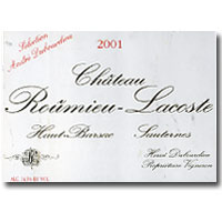 2001 Chateau Roumieu Lacoste Sauternes 375ML