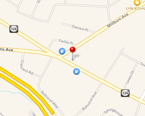 Graphic of a map showing our location with a pin.